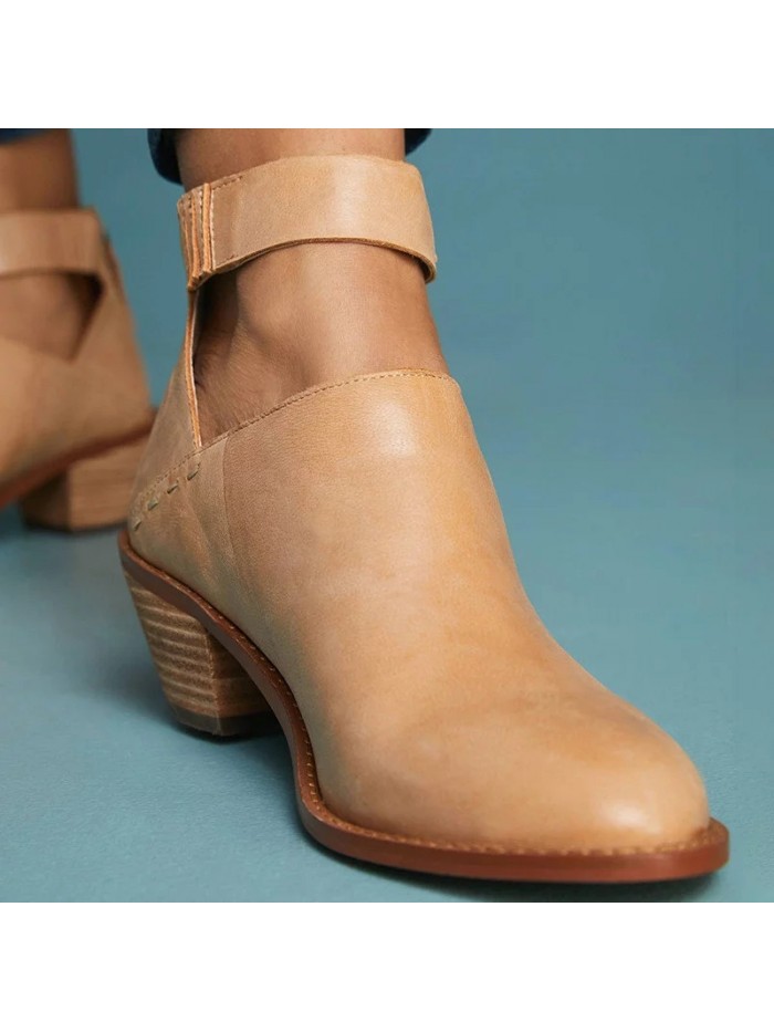 Women Faux Suede Boots Daily Chunky Heel Zip Shoes Breathable Female Comfortable Shoes