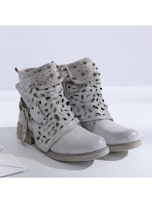 Handmade Rivet Leather Ladies Ankle Boots Winter R...