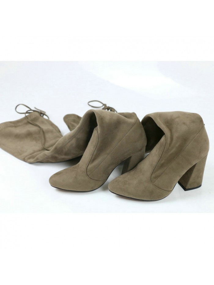 New Flock Leather Women Over The Knee Boots Lace Up Sexy High Heels Women Shoes