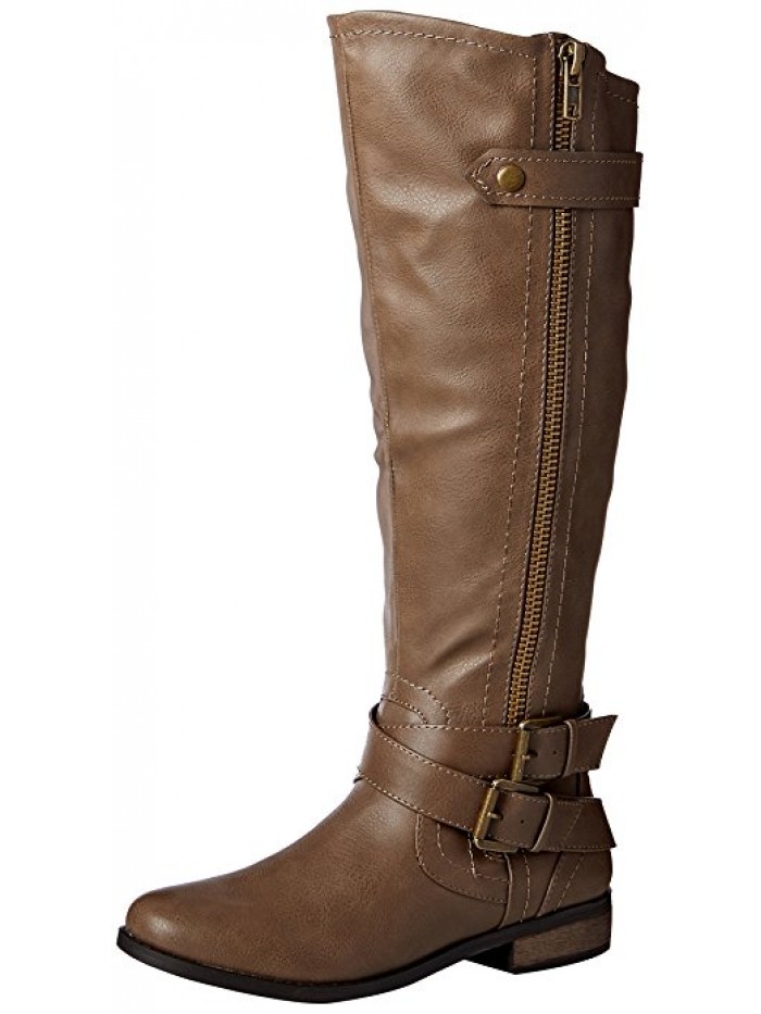  WOMEN'S ZIPPER AND BUCKLE KNEE-HIGH RIDING BOOT