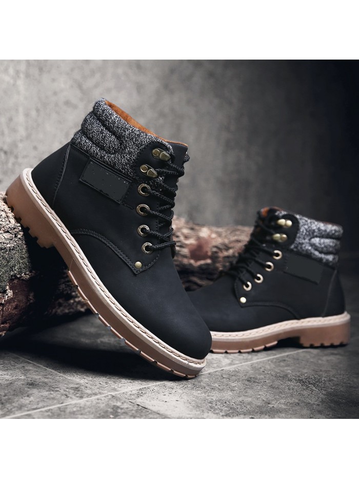 Men's Business Casual Shoes  Ankle Boots Work Shoes High-top Hiking Shoes Warm Snow Boots